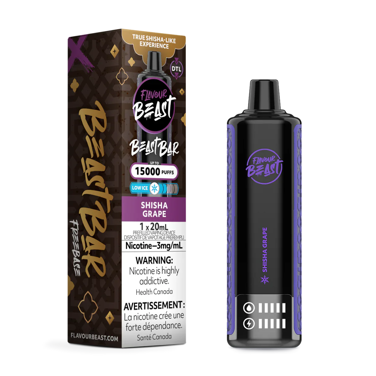 FlavourBeast BeastBar NOV2024 RENDER FAM EXS 20mg ShishaGrape